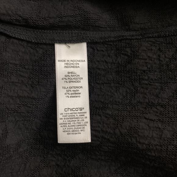 Chico's Top Women's Size 4 (2X) Black Houndstooth Jacquard Crinkle Popover NWT - Picture 5 of 7